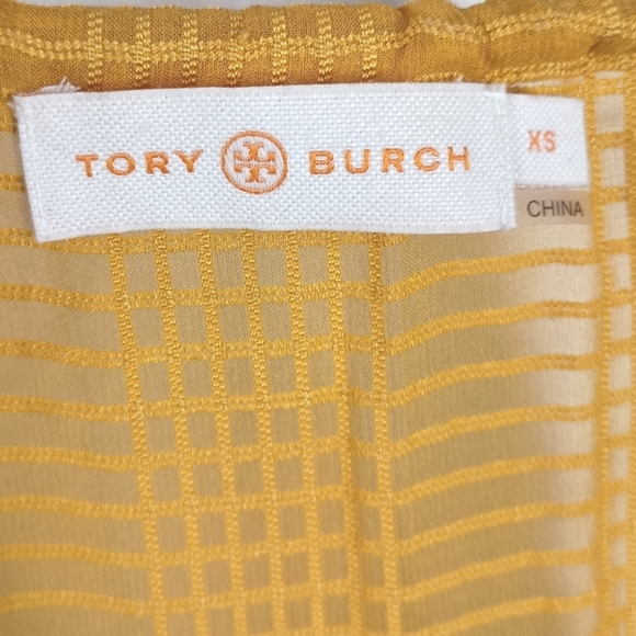 Tory Burch Natalie Grid-texture Georgette Blouse Size XS - Picture 9 of 9